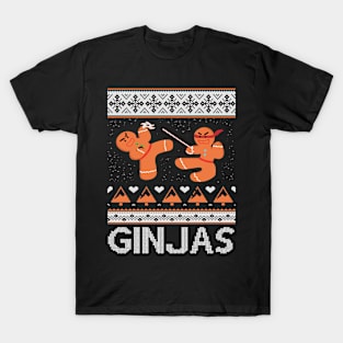 Ginjas Gingerbread Ninjas Funny Ugly Christmas T-Shirt